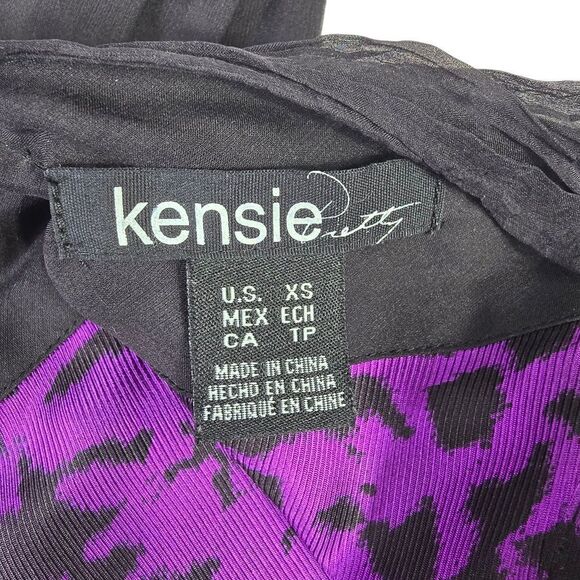 Kensie Purple and Black Abstract Tank Top with Silky Sheen - Picture 7 of 7